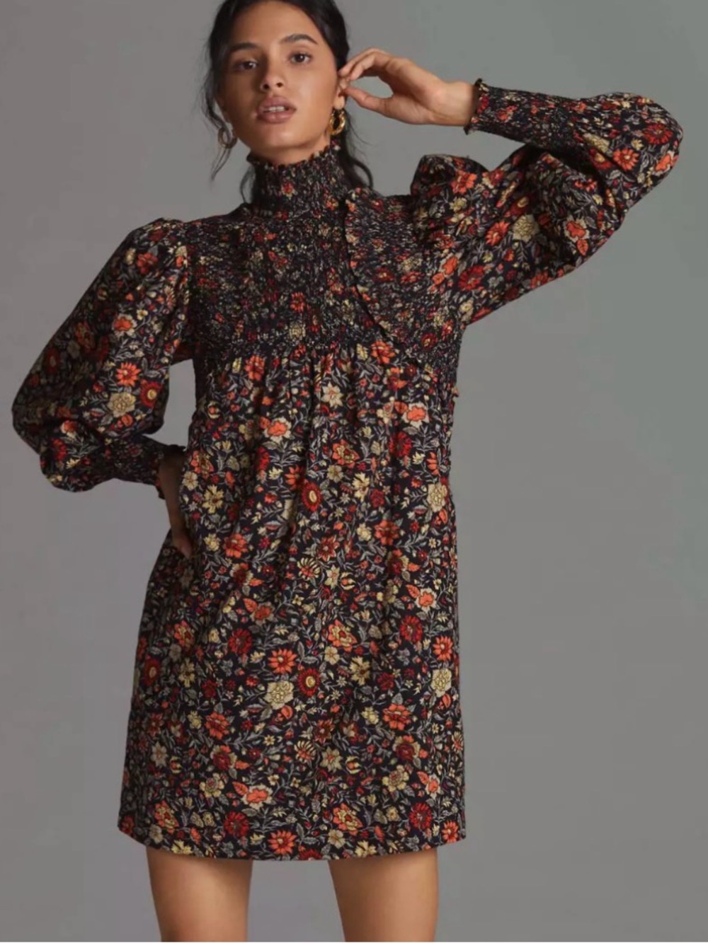 Plenty by Tracy Reese Smocked Floral Mini Dress Anthropologie extra large